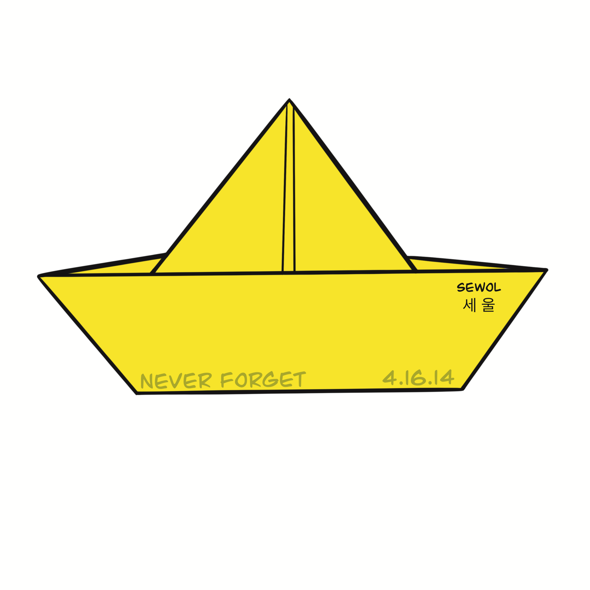 Never Forget Paper Boat Sticker - Sewol Ferry